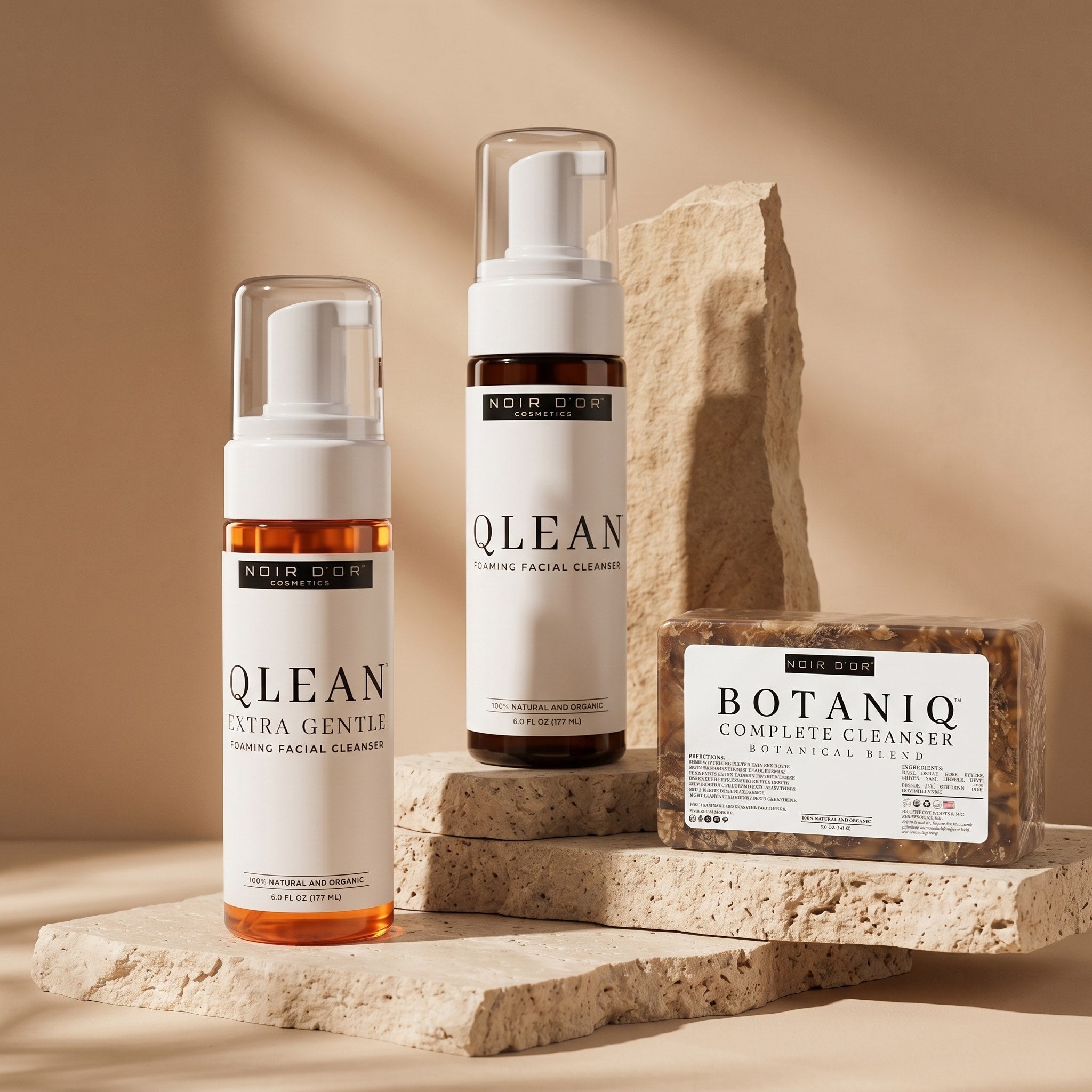 Noir D'or® Cosmetics - Cleansers Collection Image - Realistic Render - 2000 x 2000